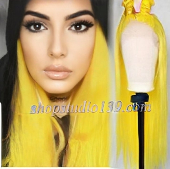 Yellow freepart lace front wig
